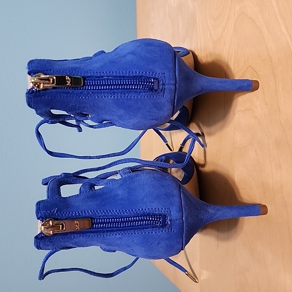 MARC FISHER Truthe Blue Suede Lace-up Stiletto Heels, Size 7.5M - Picture 4 of 9